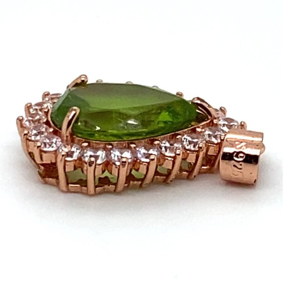 Peridot 4.50ct Rose Gold Finish Solid 925 Sterling Silver Pendant - Picture 6 of 7